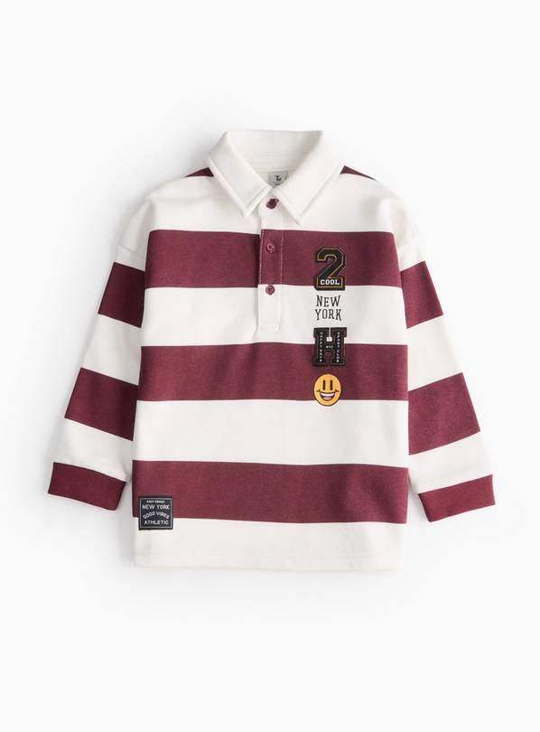 Dark Red Stripe Long Sleeve Rugby Top 1-2 years